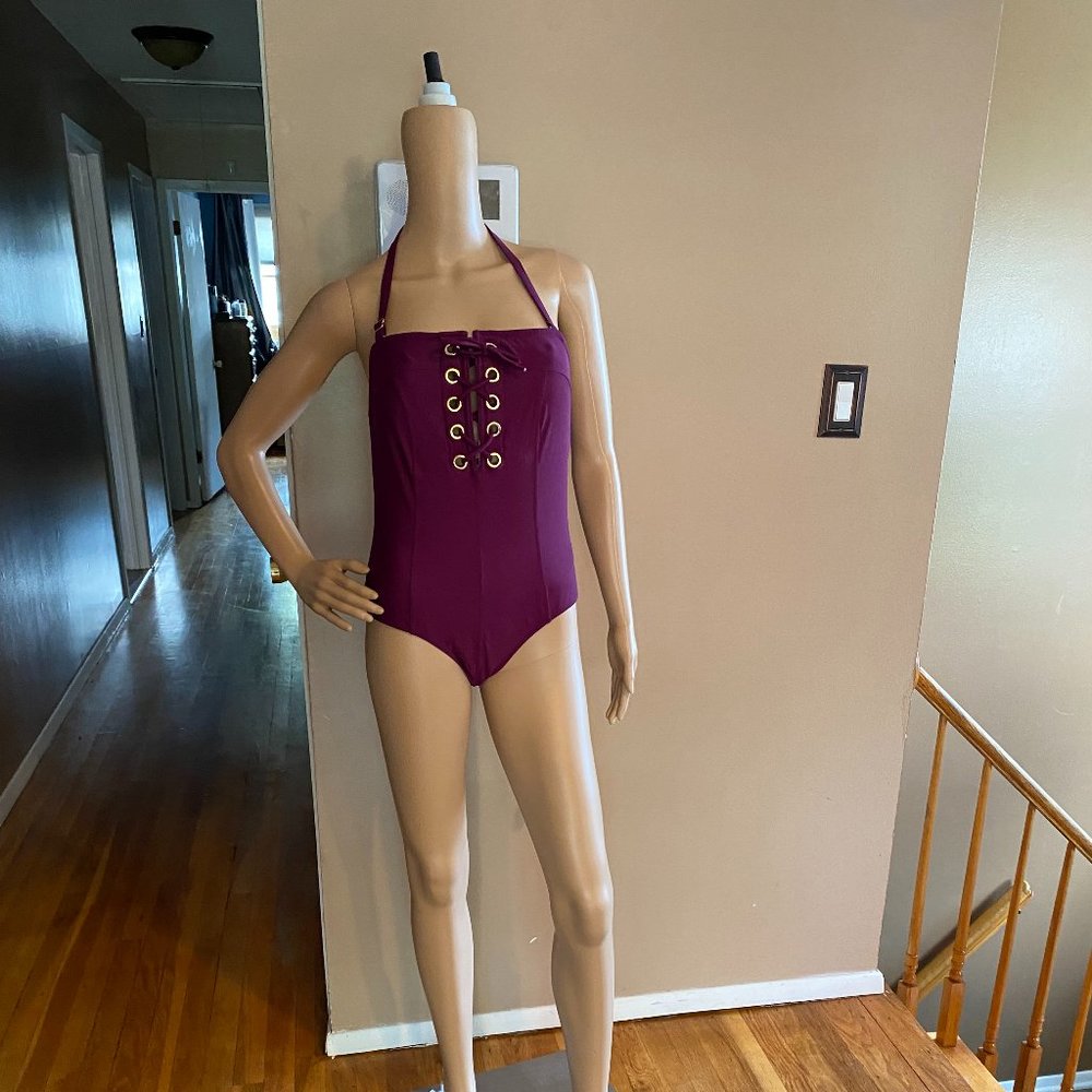 Venus Purple/Gold Halter 1 Piece Swimsuit